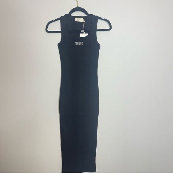 GIGII’s SoHo Black Ribbed Midi Dress NWT XS - Picture 7 of 11